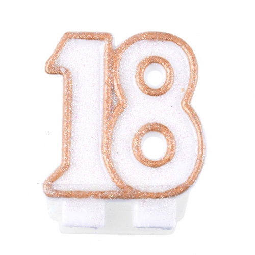 Number 18 Candle Gold